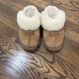 UGG Kids Brown and Cream Shearling Slippers